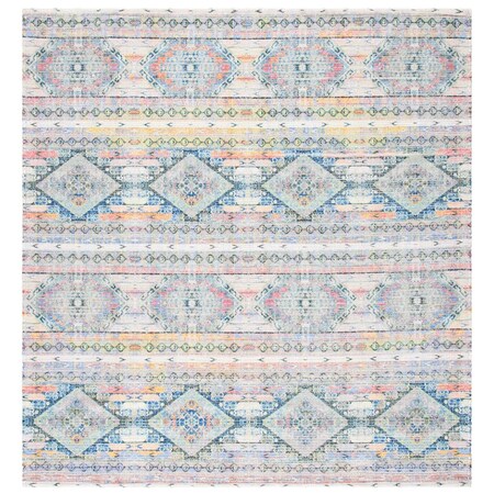 Safavieh 6 x 6 ft. Saffron 567A Hand Loomed Square Area Rug Cream & Blue SFN567A-6SQ